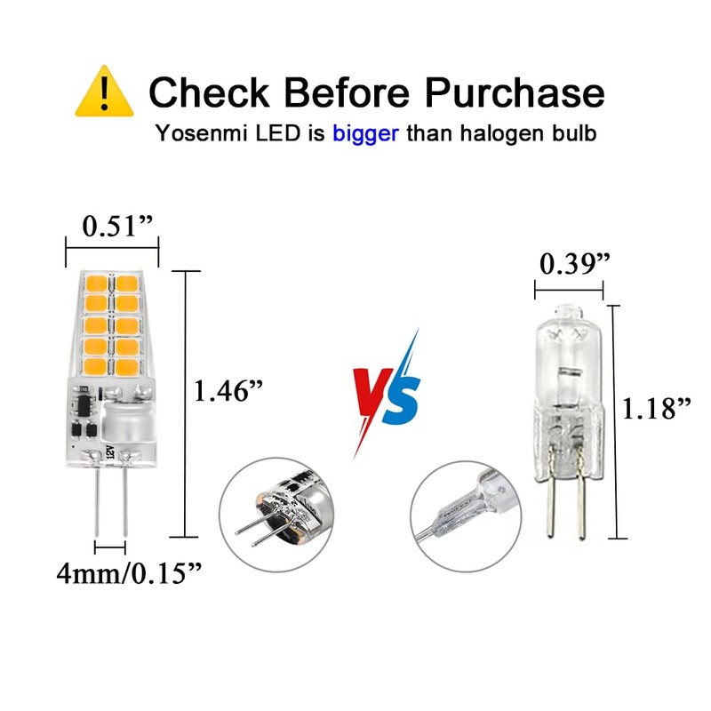 Yosenmi G4 LED Bulb 3W, 20W T3 JC Type Bi-Pin