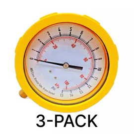 Unbranded 3-Pack Grainger 4EFJ7 Pressure Test Gauge 0–15 Psi, 0–100 Kpa, 4″ Dial