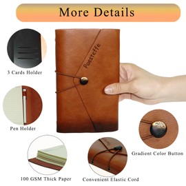 Paesteffe A6 Refillable 6-Ring Binder Notebook, Vegan Leather Journal with Pen Loop and Card Slots for Work, Office, or Daily Planning - Brown