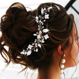 Unicra Bridal Wedding Hair Comb Silver Flower Headpiece Leaf Hair Accessories for Women and Girls