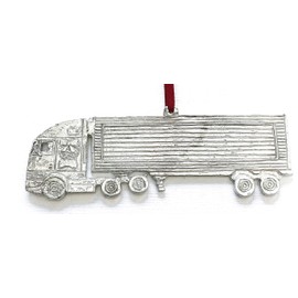 Handmade 18 Wheeler Truck Driver Ornament - Metal Semi Big Rig Christmas Ornament - By House of Morgan Pewter (18 Wheeler)
