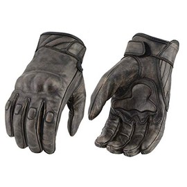 Milwaukee Leather MG7514 Men's Distressed Brown Leather Gloves with Gel Palm and Knuckle Protectors (X-Small)