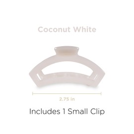 TELETIES - Small Open Hair Clip - Hair Claw Clips for Women - Strong Grip, Bendable Teeth, Comfortable Cutout Design - For Thin to Medium Thick Hair - All Hair Types & Textures - Coconut White