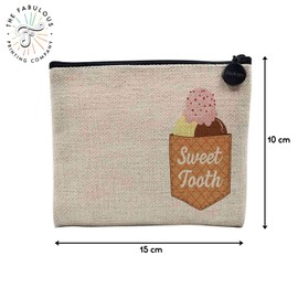 Tasche aus Leinen – Kollektion Überraschung Humor Witz niedliches Design – Kosmetiktasche aus Leinen in Leinenoptik – Kulturbeutel – Geldbörse, Sweet Tooth, 15 x 10 cm, Kosmetiktasche