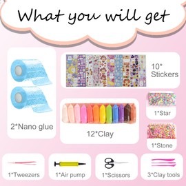 Nano Tape Bubbles Set Includes 2 Nano Tape (5 cm x 3 m) + 28 Deluxe Material Packs, Nano Band Party Favours Gifts, Bubbles DIY Set for Girls and Boys from 3 Years - Blue