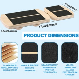 Blackboard Foot Trainer, Woodure Ankle Strengthening Pedalo Foot Trainer, Single-Legged Balance Board for Balance Training and Agility, Ankle Stretching, Posture Correction, Wobble Board Foot Trainer