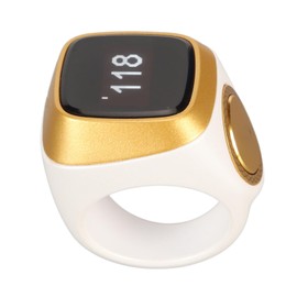 Intelligent Counter Ring, Vibration Reminder, Time Display, Counting Finger Ring, Long Standby Mode, 18 mm, Lightweight, for IQibla Application (White)