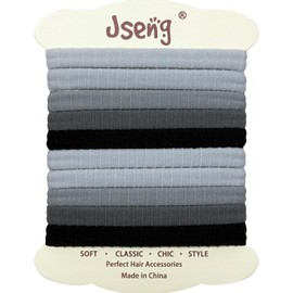Jseng 10Packs Seamless Hair Ties for Women - Soft No Damage Elastic Hair Accessories for Thick Curly Hair - Cool Toned Blue
