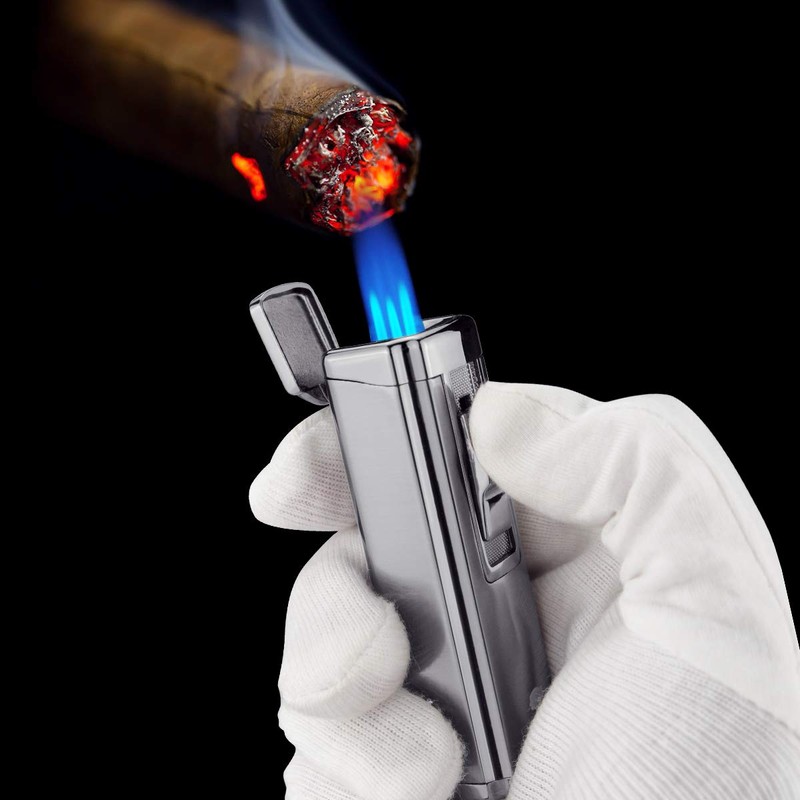 Cigar Cutter and Lighter Set 3 Torch Jet Flame with