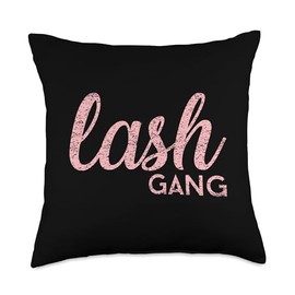 Lash Gang Lash Lounge Lash Studio & Lash Bar Vintage Gang Tech Eyelashes Salon Lash Artist Throw Pillow, 18x18, Multicolor