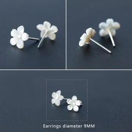 925 Sterling Silver White Flower Cherry blossom Stud Earring, Metal