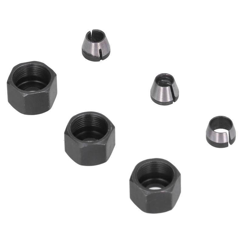 6Pcs Router Collet Adapter Carbon Steel 6mm 6.35mm 8mm Set