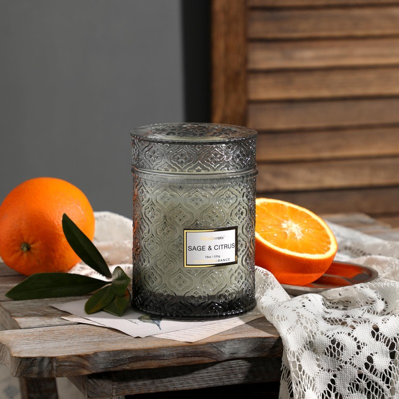 Sage & Citrus Scented Candles, Large Natural Soy Candle, 88