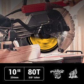 Hardwin 10-Inch 80-Teeth ATB Circular Saw Blade with 5/8 Inch Arbor, Ideal for Miter Saws and Table Saws, Professional Blade for Cutting Wood, Plywood, and Wood Composites