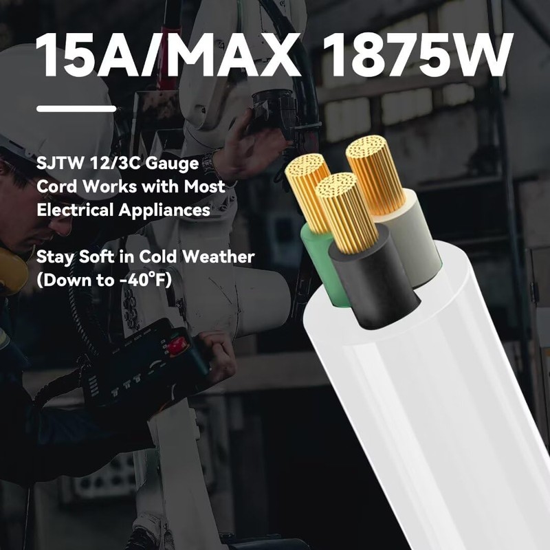 FNXPOW 25 Ft Outdoor Extension Cord - 12/3 SJTW Heavy