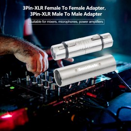 Smithok XLR Adapter 4 Pack(2-Pair), 2 XLR Male to Male Connector & 2 XLR Female to Female Coupler, 3PIN XLR Adapter Gender Changer Connector,Compatible with Mixer, Microphone, Power Amplifier
