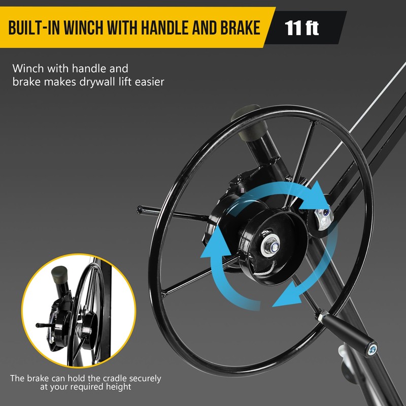 Drywall Lift, 150lb Drywall Lift Jack with Wheels - 11FT