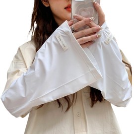 Tocohel, Arm Cover, UV Protection, Cooling Feeling, Loose Fit, Sunscreen, UV Protection, Size Adjustment, Moisture Wicking, Quick Drying, Arm Sleeves, Back of Hands, Finger, white