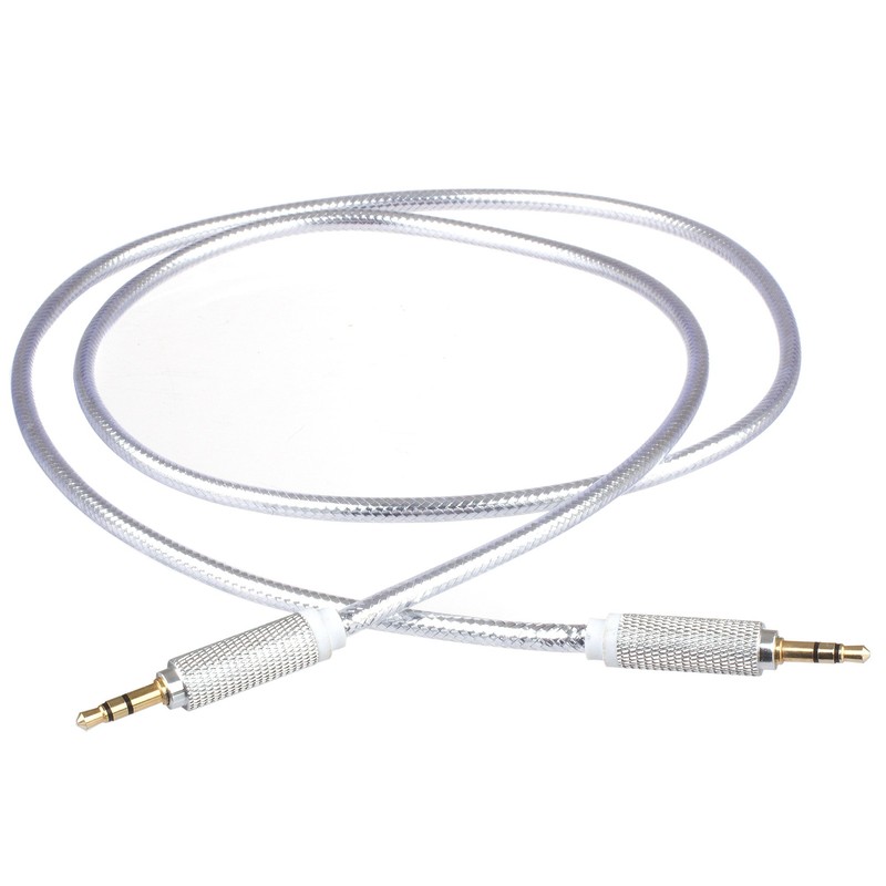Lilware Braided Nylon Transparent PVC Jacket 1M Aux Audio Cable