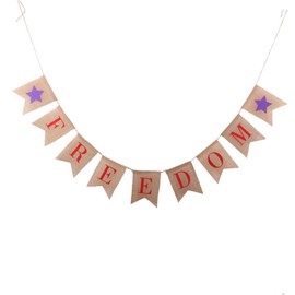 ABOOFAN 4th of July Patriotic Banner Flags 2.8m Burlap Bunting for Independence Day Decorations American Flag Freedom Bunting