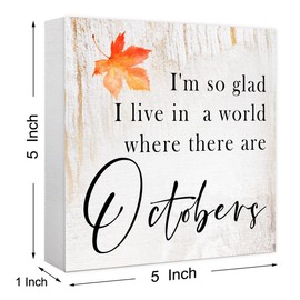 Funny Autumn Wood Box Sign Where there are Octobers Wooden Block Desk Decor for Home Office Kitchen Cubicle Table Shelf Tabletop,Farmhouse Fall Sign Decor