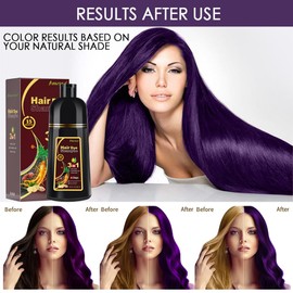 Instant Black Hair Shampoo Hair Colour Shampoo for Grey Hair, 3-in-1 for Men and Women, Long-Lasting Black Shampoo Colours (Purple)