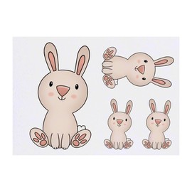 Azeeda 4 x 'Nettes Häschen' Temporäre Tattoos - Wasserfest, Hautfreundlich & Ungiftig · Transfers in Verschiedenen Größen (TO00084806)