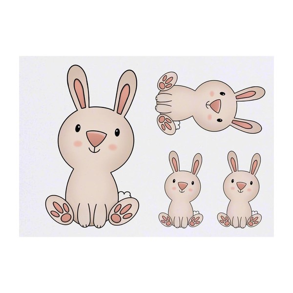 Azeeda 4 x 'Nettes Häschen' Temporäre Tattoos - Wasserfest, Hautfreundlich