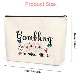 Lucky Casino Gift for Gambler Cosmetic Bag Casino Gamble Zipper Pouch Christmas Birthday Retirement Presents for Gambler Friends Her Grandma Colleague Casino Lovers Travel Makeup Pouch