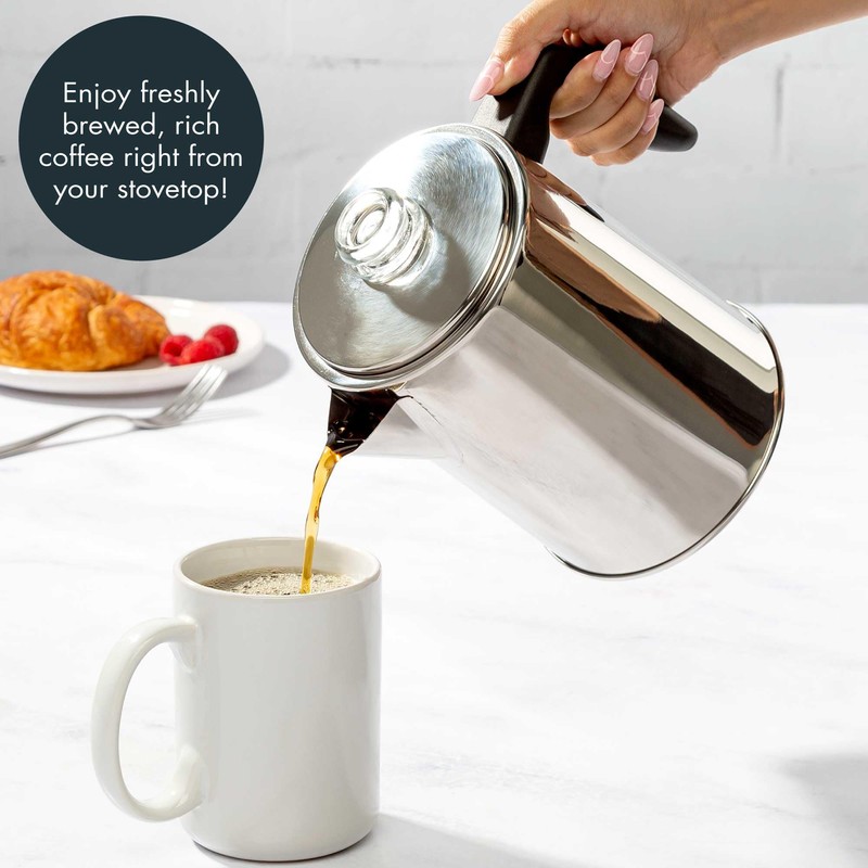 Primula Stovetop Coffee Percolator, Premium Stainless Steel Coffee Maker with