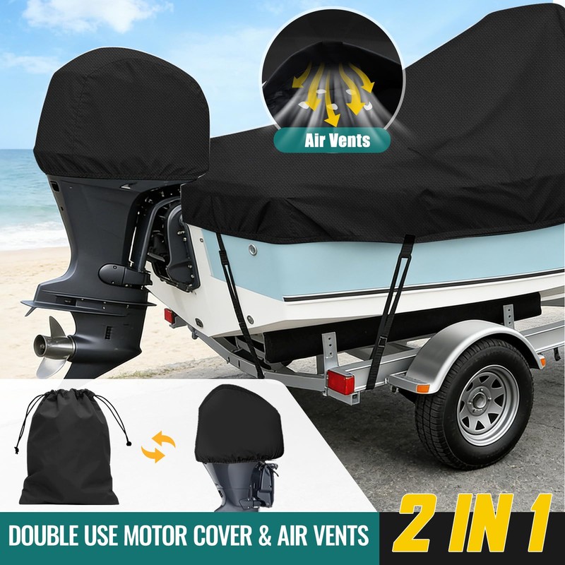 Center Console Boat Cover,20'-22'ft Waterproof 900D PU Heavy Duty Trailerable