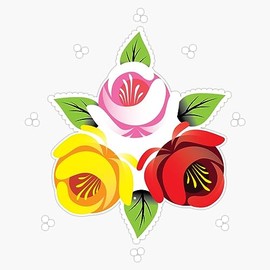 Narrowboat Canal Art Roses Trio Bumper Sticker Vinyl Decal 5"