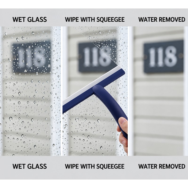 1pc Shower Squeegee Cleaner Durable Silicone Blade for Water Removal