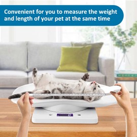 Digital Pet Scales Electronic LCD Scale for Small Animals with Tape Measure Multifunction Kitchen Bathroom Weight Scale Accurately Measure (Max 10kg)