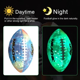 MILACHIC Football, Glow in The Dark Football (Size 9) - Luminous Glowing Leather Football with Pump for Football Lovers