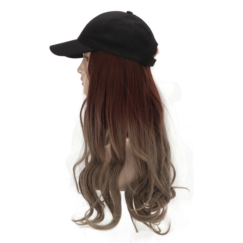 Baseball Cap Wig Women Fashionable Adjustable Hat Synthetic Long Wavy