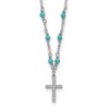 Saris and Things Sterling Silver Rhodium-plated CZ Cross & Synthetic