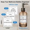 Waterproof Labels for Bottles Bathroom Kitchen 12 PCS Minimalist Organization