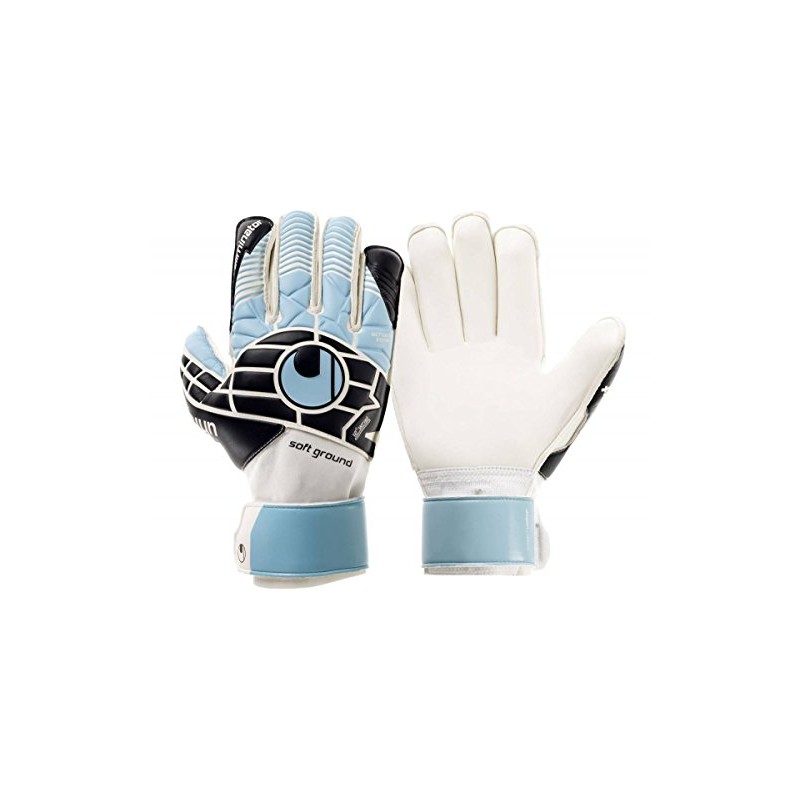 uhlsport Eliminator Soft Rf Men's Goalkeeper Gloves, Men, 101103101, schwarz/eisblau/Weiß,