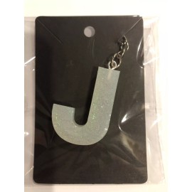 Handmade Resin - Custom - Letter Keychain A-Z - Glitter White/ Diamond.