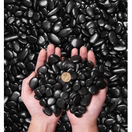 NUPICK 10 Pound River Rocks, 1-2 Inches Polished Pebbles for Plants, Fish Tank, Clear Vase and More, Natural Black Stones