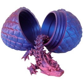 MPQDFG 3D Printed Dragon Egg with a Fully Moving Crystal Dragon, Flexible Joints, Ideal for Home and Office Decoration or Desk Toy
