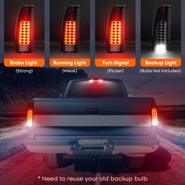 Tail Light + 3rd Third Brake Cargo Lamp for Chevy GMC C1500 K1500 1988-1999, C2500 C3500 K2500 K3500 1988-2000, Silverado 1994-1998, Blazer 92-94, High Mount Stop Light Rear LED Taillight, 5977868