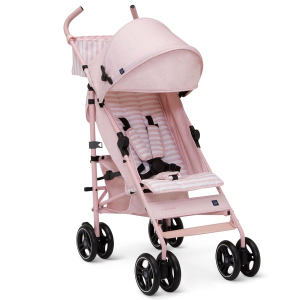 GAP babyGap Classic Stroller - Lightweight Stroller with Recline, Extendable Sun Visors & Compact Fold - Made with Sustainable Materials, Pink Stripes