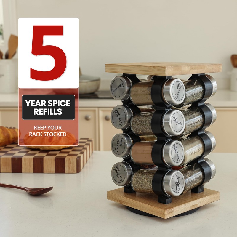 Orii 16-Jar Rotating Spice Rack with Spices Included – Pre-Filled