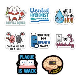 YAZMEEN 80 Pcs Funny Face Organ Nurse Stickers 2'' Nurse Accessories Gifts Decals for Dentisit Lung Respiratory Therapist Nurse Doctor Medical Staff Appreciation Gifts Decals for Laptop Window Wall