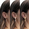 Krstudent 3 Pairs Titanium Steel Hoop Dangle Earrings for Men