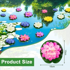 EMAGEREN 10 PCS Artificial Lotus Foam Flower Water Floating Lotus Flowers Lilly Floating Pond Decoration Realistic Water Lily Pads Lotus Flower for Pond Pool Aquarium Water Decoration (5 Colors)