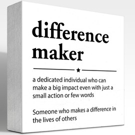 Funny Wooden Box Sign,Difference Maker Definition Office Wood Box Plaque for Home Farmhouse Desk Shelf Decor