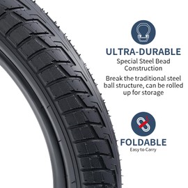 YunSCM YS-125 20 2.35 Tires, 20 x 2.35 60-406 Bicycle Tires, Compatible with 20 inch 2.35 Mountain Bikes, Cross Bikes